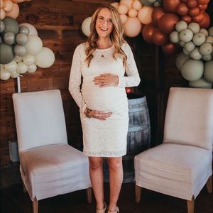 Ivory lace Pink Blush maternity dress